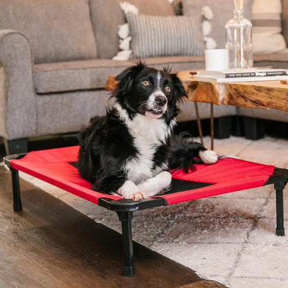Lucky Dog Legowisko dla psa na stelażu 117 x 74 cm do 55 kg, wodoodporne – czerwone