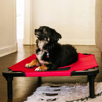 Lucky Dog Legowisko dla psa na stelażu 117 x 74 cm do 55 kg, wodoodporne – czerwone