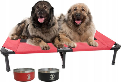Lucky Dog Legowisko dla psa na stelażu 117 x 74 cm do 55 kg, wodoodporne – czerwone