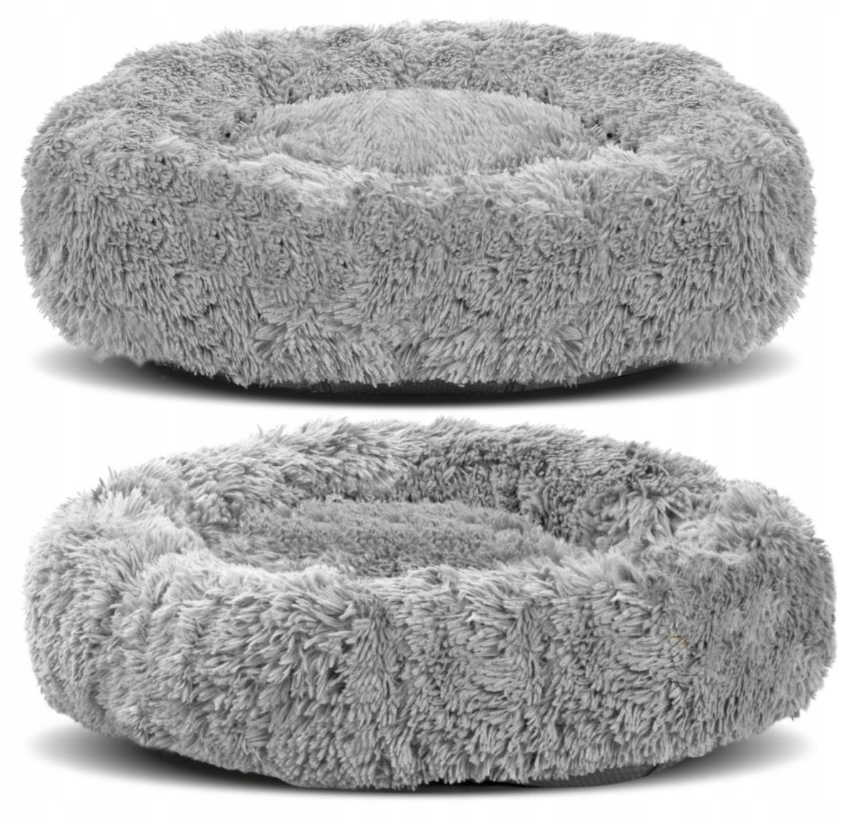 Legowisko dla psa i kota okrągłe 80 cm pluszowe shaggy, rozmiar L – jasnoszare