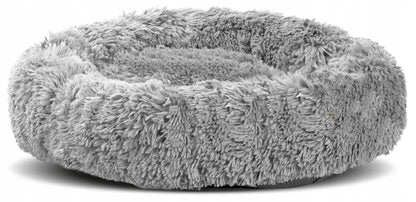 Legowisko dla psa i kota okrągłe 80 cm pluszowe shaggy, rozmiar L – jasnoszare