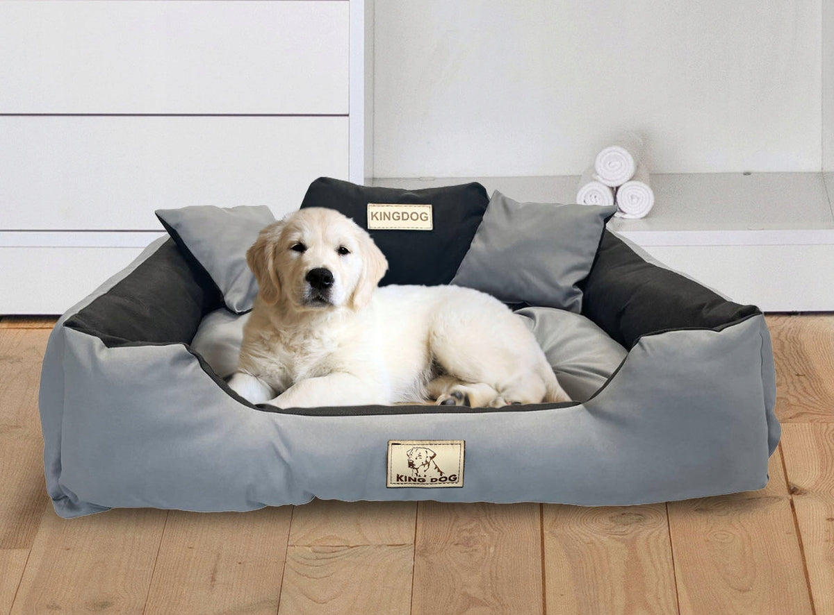 KING DOG Legowisko dla psa XL 115x95 cm z imieniem, nieprzemakalna Codura – wielokolorowe