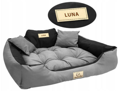 KING DOG Legowisko dla psa XL 115x95 cm z imieniem, nieprzemakalna Codura – wielokolorowe