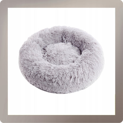 Okrągłe legowisko dla psa i kota 60 cm pluszowe shaggy, antypoślizgowy spód – Chmurka