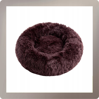 Okrągłe legowisko dla psa i kota 60 cm pluszowe shaggy, antypoślizgowy spód – Chmurka