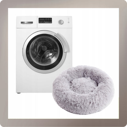 Okrągłe legowisko dla psa i kota 60 cm pluszowe shaggy, antypoślizgowy spód – Chmurka