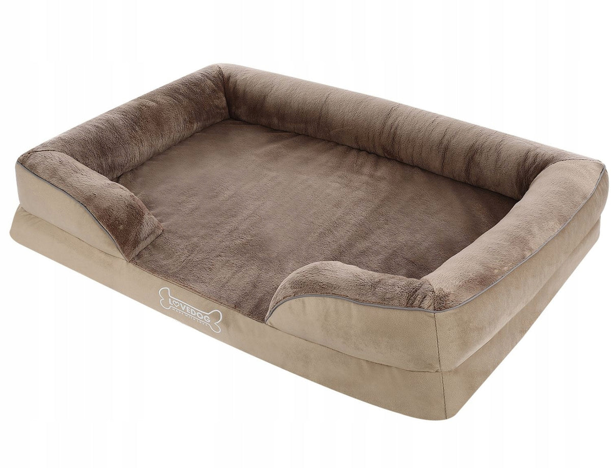 LOVEDOG Legowisko ortopedyczne dla psa OrtoMax M 70x55 cm, wodoodporne, z burtami – wielokolorowe