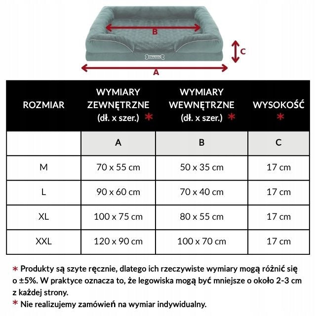 LOVEDOG Legowisko ortopedyczne dla psa OrtoMax M 70x55 cm, wodoodporne, z burtami – wielokolorowe