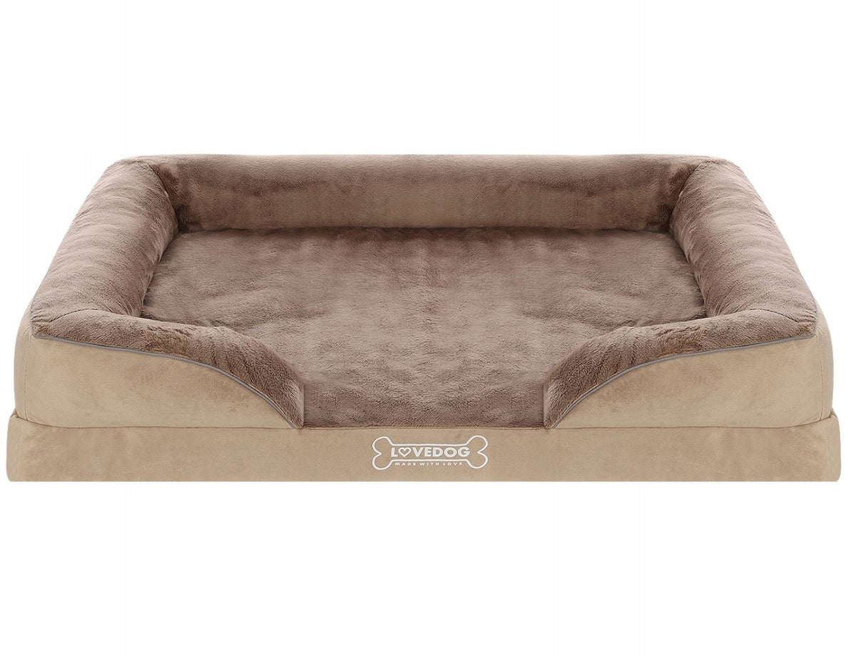 LOVEDOG Legowisko ortopedyczne dla psa OrtoMax M 70x55 cm, wodoodporne, z burtami – wielokolorowe
