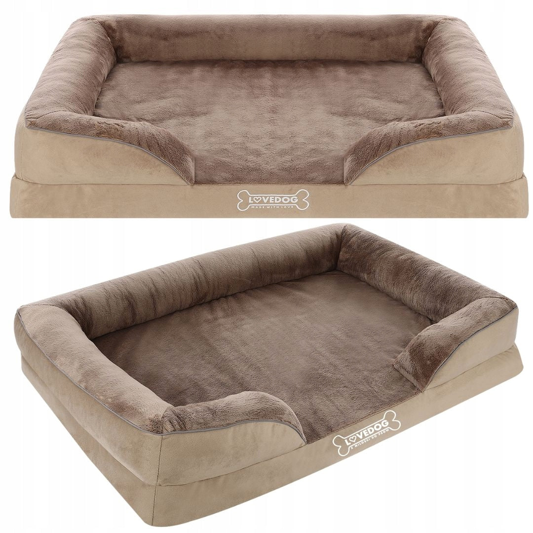 LOVEDOG Legowisko ortopedyczne dla psa OrtoMax M 70x55 cm, wodoodporne, z burtami – wielokolorowe