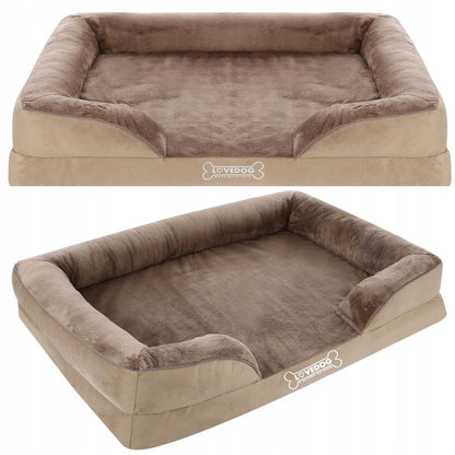 LOVEDOG Legowisko ortopedyczne dla psa OrtoMax M 70x55 cm, wodoodporne, z burtami – wielokolorowe