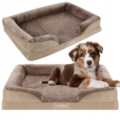 LOVEDOG Legowisko ortopedyczne dla psa OrtoMax M 70x55 cm, wodoodporne, z burtami – wielokolorowe