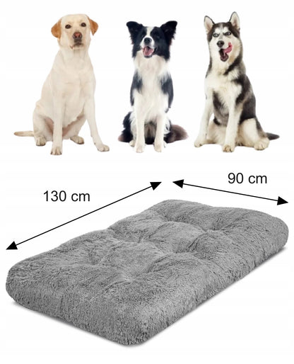 Legowisko dla psa shaggy XL 130x90 cm pluszowe, antypoślizgowe, dla dużych psów – jasnoszare