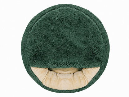 Legowisko dla psa z daszkiem 60 cm, pluszowe shaggy, dla małego psa – zielone