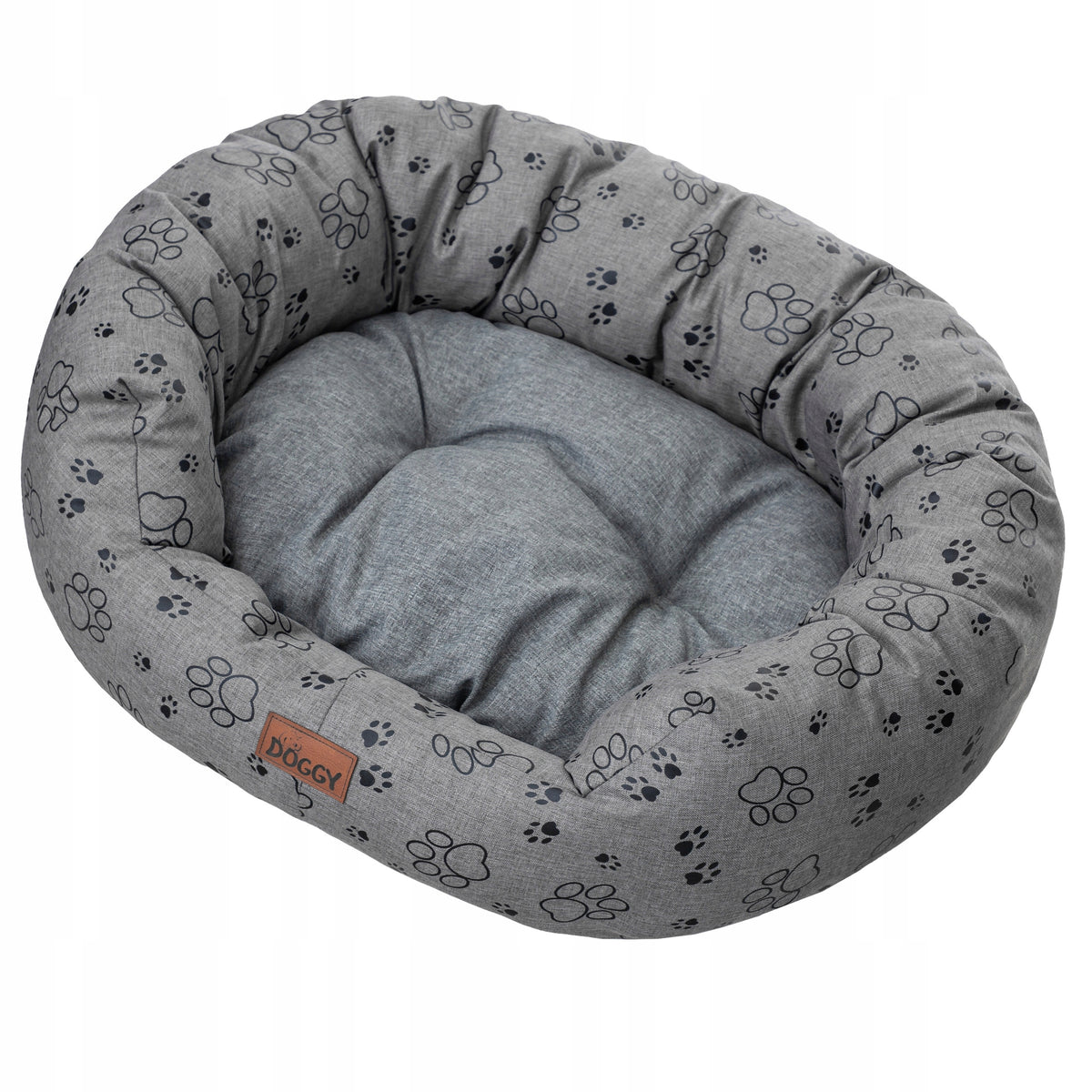 Doggy Legowisko dla dużego psa XXL 114x94 cm owalne, wodoodporne, wyjmowany materac – szare