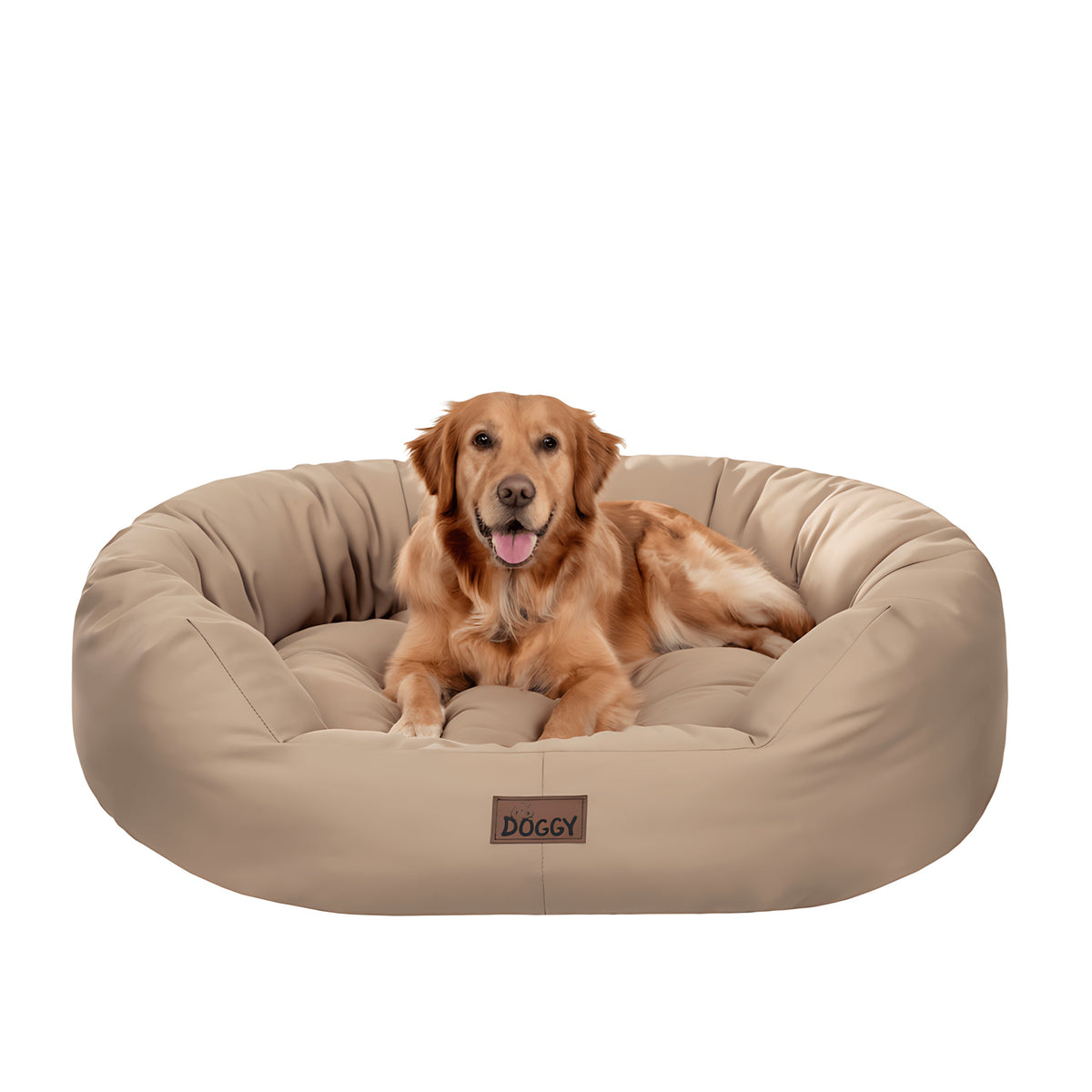 Doggy Legowisko dla dużego psa XXL 114x94 cm z wyjmowanym materacem, wodoodporne – beżowe