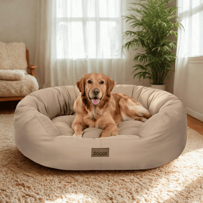 Doggy Legowisko dla dużego psa XXL 114x94 cm z wyjmowanym materacem, wodoodporne – beżowe