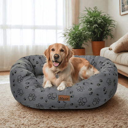 Doggy Legowisko dla dużego psa XXL 114x94 cm owalne, wodoodporne, wyjmowany materac – szare