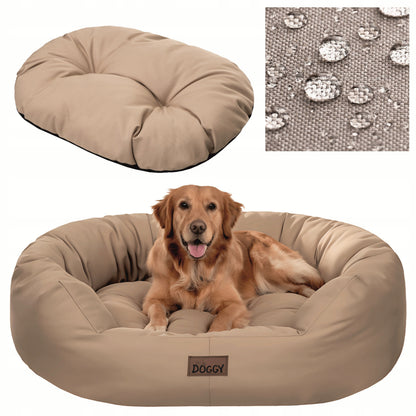 Doggy Legowisko dla dużego psa XXL 114x94 cm z wyjmowanym materacem, wodoodporne – beżowe
