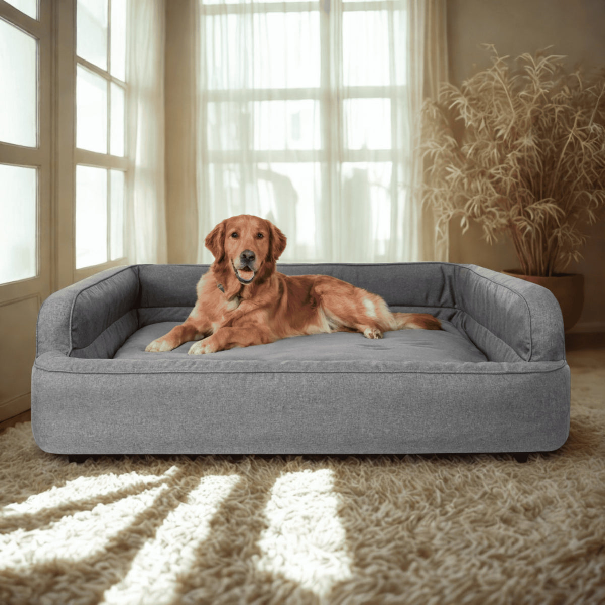 Doggy Paradise legowisko kanapa dla psa XXL 117x79 cm wodoodporne – szare