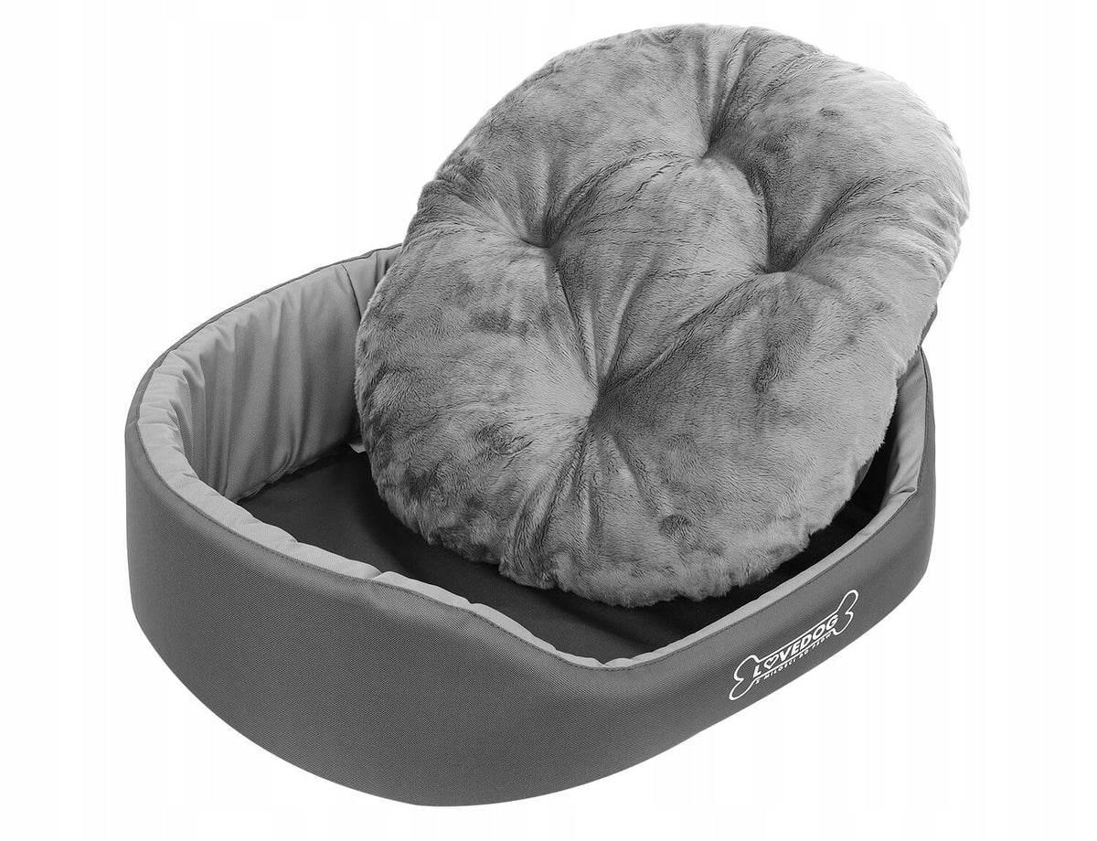LOVEDOG Legowisko dla psa i kota Royal M 60 x 50 cm, owalne, antyalergiczne – czarne