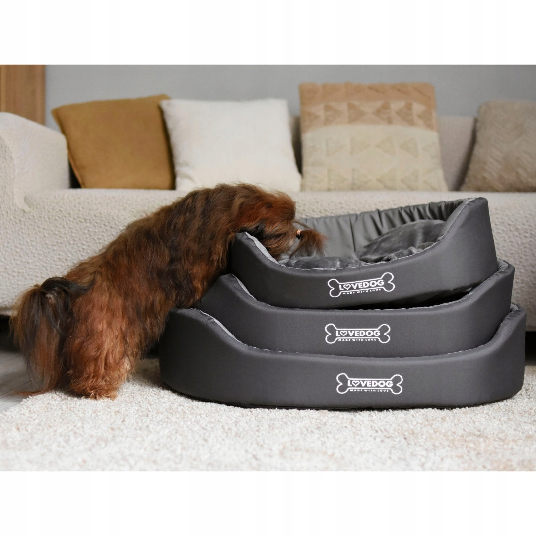 LOVEDOG Legowisko dla psa i kota Royal M 60 x 50 cm, owalne, antyalergiczne – czarne