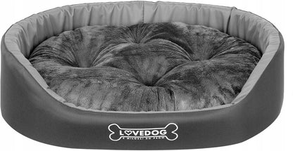 LOVEDOG Legowisko dla psa i kota Royal M 60 x 50 cm, owalne, antyalergiczne – czarne