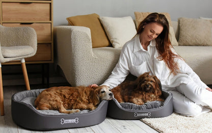LOVEDOG Legowisko dla psa i kota Royal M 60 x 50 cm, owalne, antyalergiczne – czarne