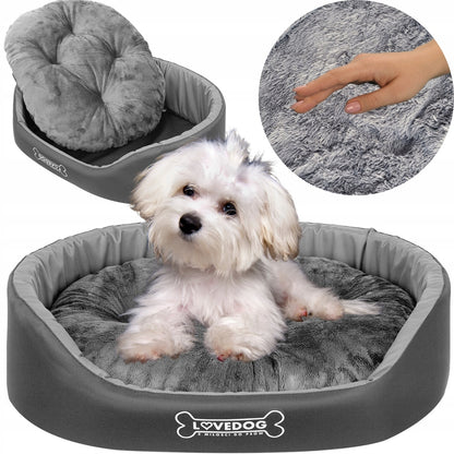 LOVEDOG Legowisko dla psa i kota Royal M 60 x 50 cm, owalne, antyalergiczne – czarne