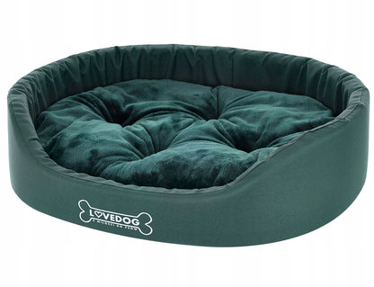 Lovedog Royal S legowisko dla psa i kota 50x40 cm owalne, wodoodporne – butelkowa zieleń