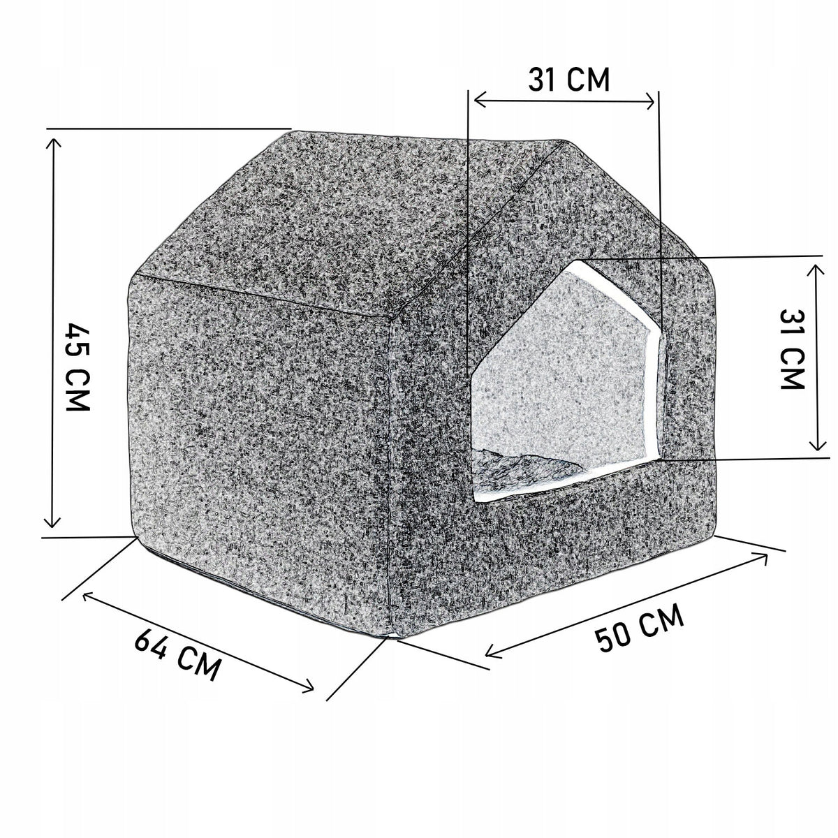 Budka dla psa i kota XL 64 x 50 x 45 cm z wyjmowaną poduszką, hydrofobowa – szara