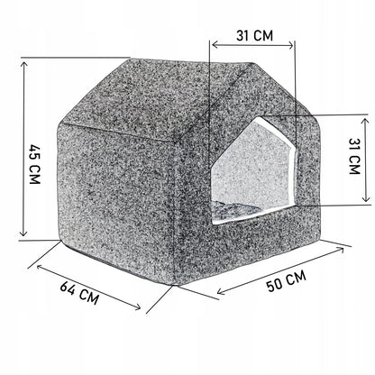 Budka dla psa i kota XL 64 x 50 x 45 cm z wyjmowaną poduszką, hydrofobowa – szara