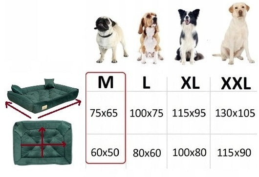 ROYAL DOG Legowisko dla psa i kota welurowe 75 x 65 cm z dwiema poduszkami – zielone