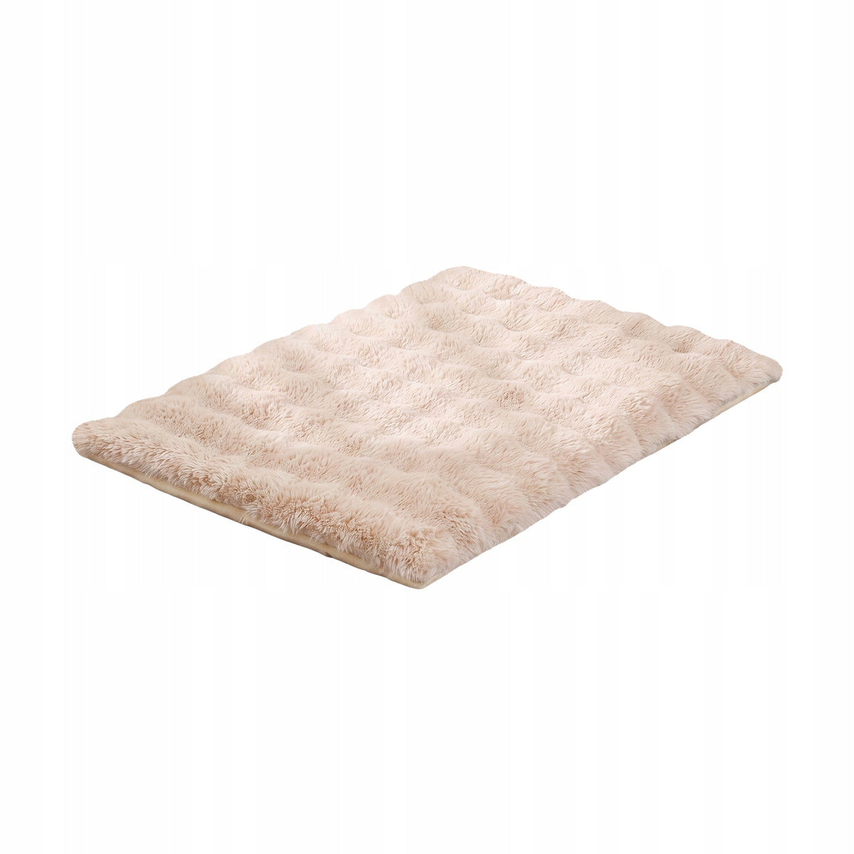 Legowisko dla psa i kota 90x60 cm, materac z imitacją futra, antypoślizgowe – beżowe
