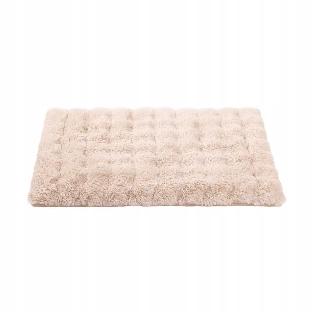 Legowisko dla psa i kota 90x60 cm, materac z imitacją futra, antypoślizgowe – beżowe