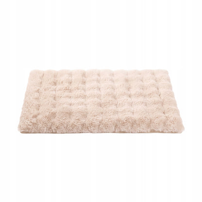 Legowisko dla psa i kota 90x60 cm, materac z imitacją futra, antypoślizgowe – beżowe