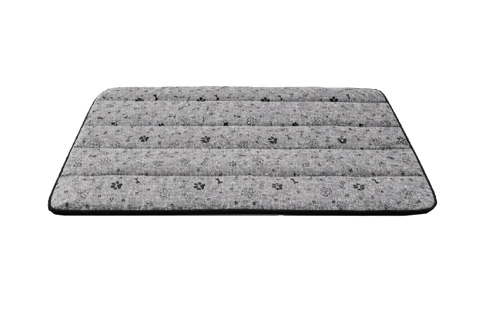 Legowisko dla psa mata 100x70 cm wodoodporna, wypełnienie silikonowe, wzór kości – czarne