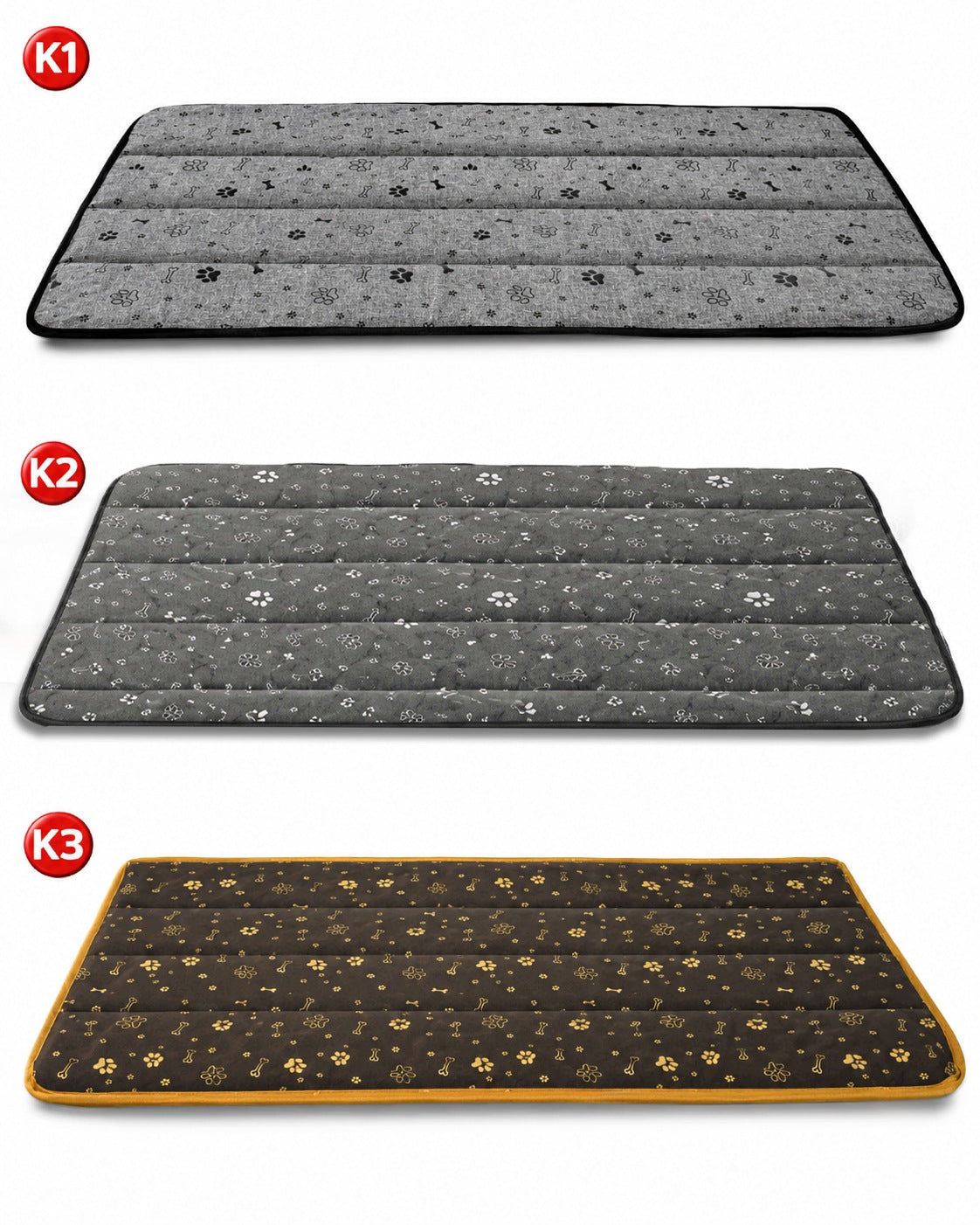 Legowisko dla psa mata 100x70 cm wodoodporna, wypełnienie silikonowe, wzór kości – czarne