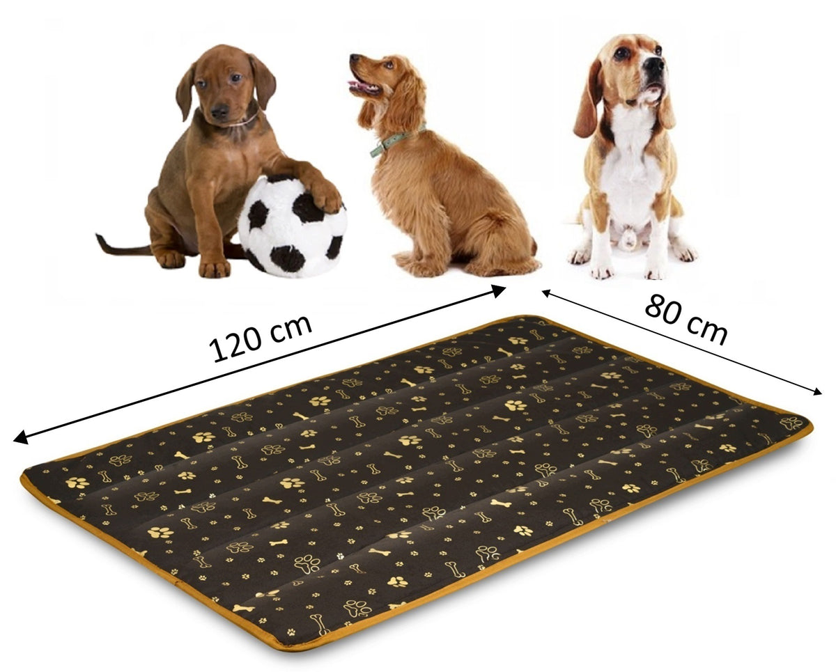 Legowisko dla psa 120x80 cm wodoodporne, mata XL dla dużego psa – złote kości