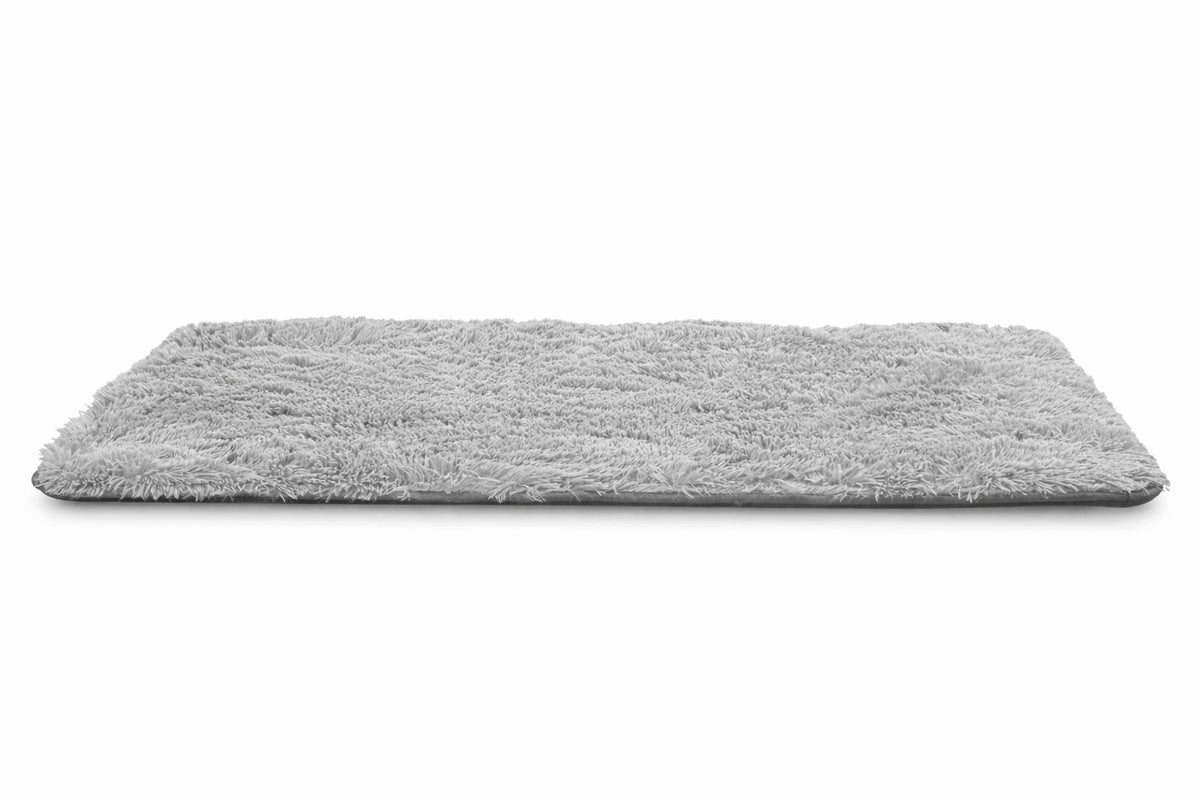 Legowisko mata dla psa 80 x 60 cm shaggy z antypoślizgowym spodem, dla małego psa – szare