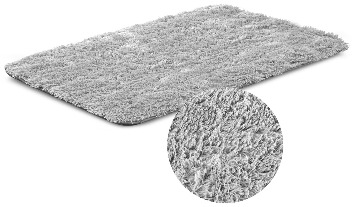 Legowisko mata dla psa 80 x 60 cm shaggy z antypoślizgowym spodem, dla małego psa – szare
