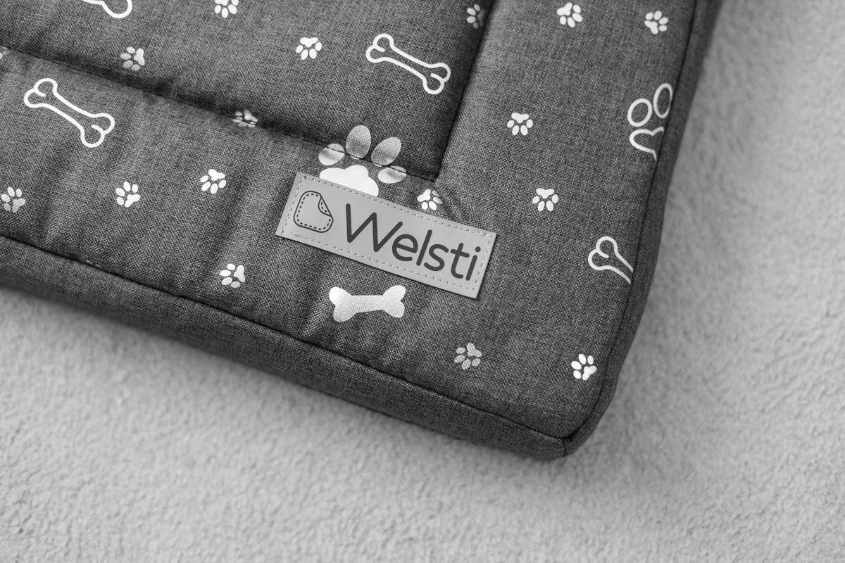 Welsti Legowisko dla psa wodoodporne 100 x 70 cm – materac z pianką, XXL, srebrne