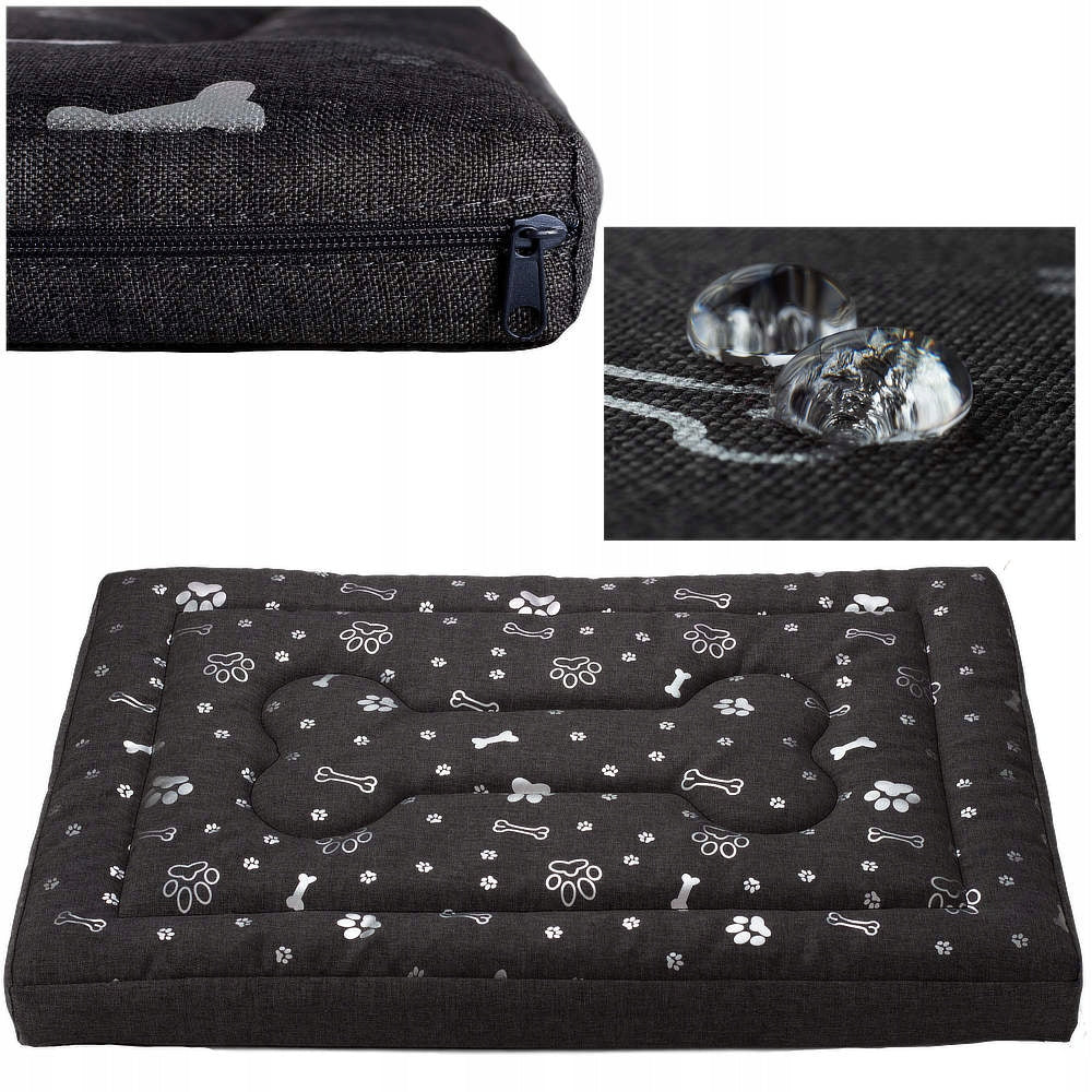 Welsti Legowisko dla psa wodoodporne 100 x 70 cm – materac z pianką, XXL, srebrne