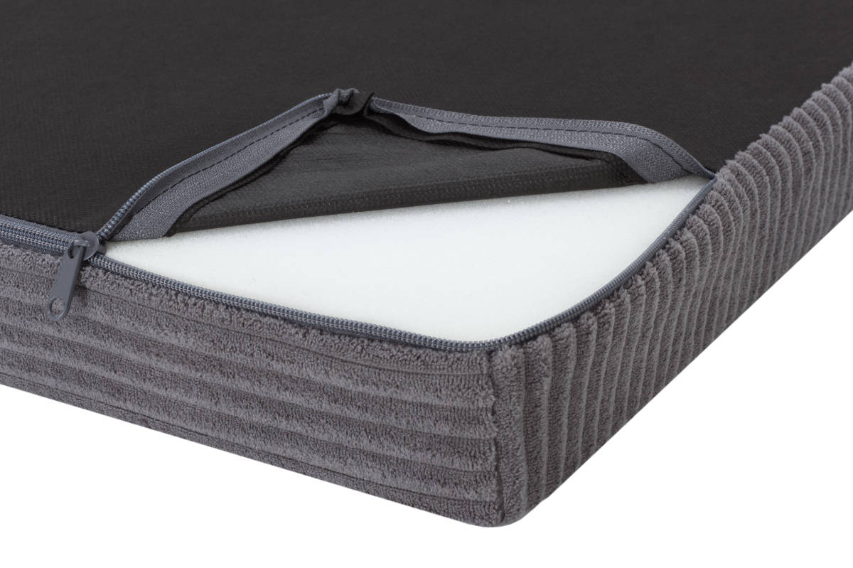 Welsti Legowisko dla psa 100x70 cm z materacem piankowym i poduszką, sztruks – szare