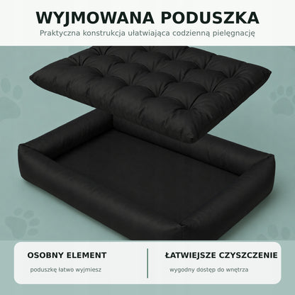 Legowisko dla psa XXL 120x90 cm wodoodporne z wyjmowaną poduszką, dla dużego psa – czarne