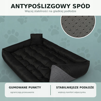 Legowisko dla psa XXL 120x90 cm wodoodporne z wyjmowaną poduszką, dla dużego psa – czarne
