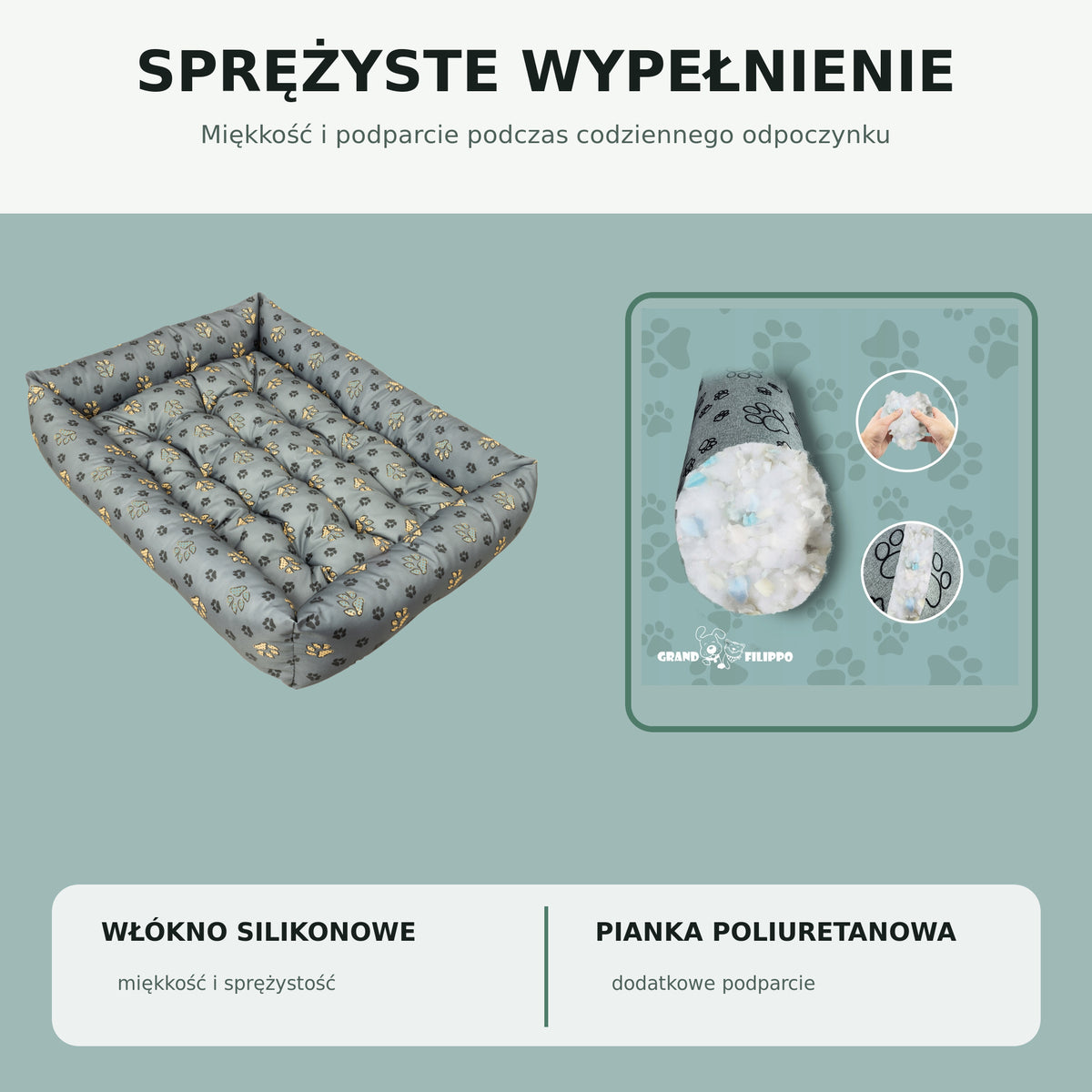 Legowisko dla psa XXL 120 x 90 cm wodoodporne z wyjmowaną poduszką, antypoślizgowe – szare