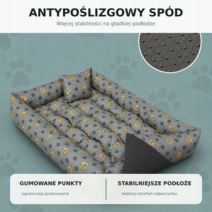 Legowisko dla psa XXL 120 x 90 cm wodoodporne z wyjmowaną poduszką, antypoślizgowe – szare