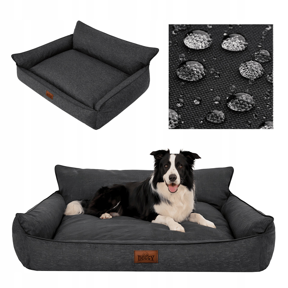 Doggy Joker legowisko dla psa XXL 106x80 cm wodoodporne, zdejmowany pokrowiec – czarne
