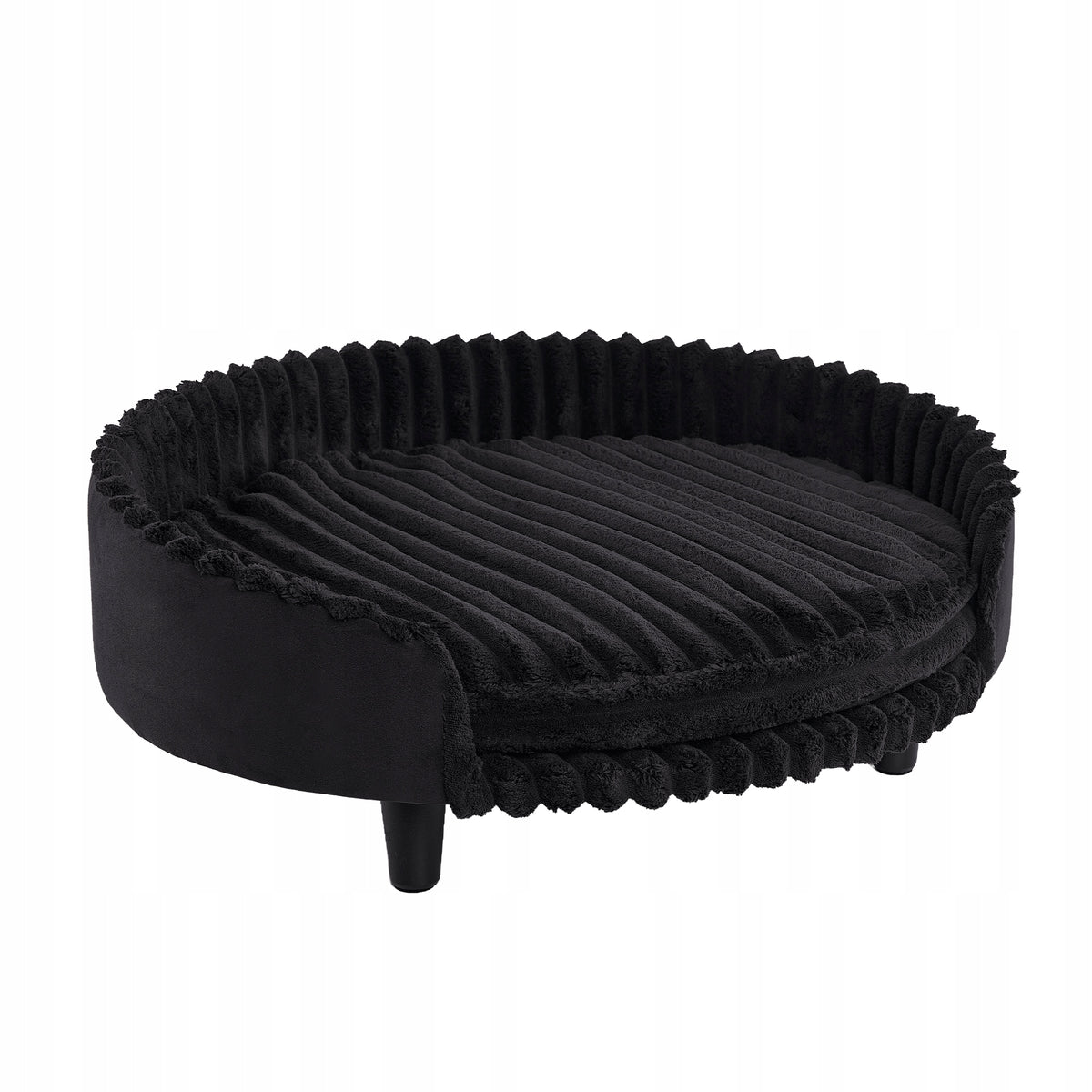 Legowisko ortopedyczne dla psa i kota na nóżkach 63 x 55 cm, sztruks, pianka – czarne